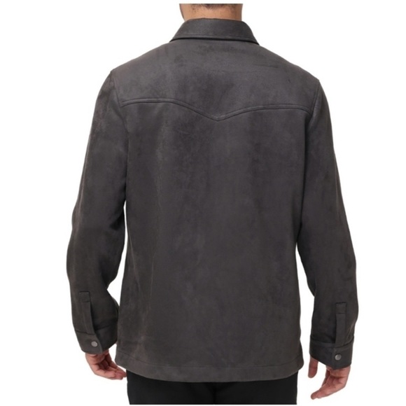 Frye Men's Faux Suede Shirt Jacket Charcoal Grey Color - Picture 3 of 7